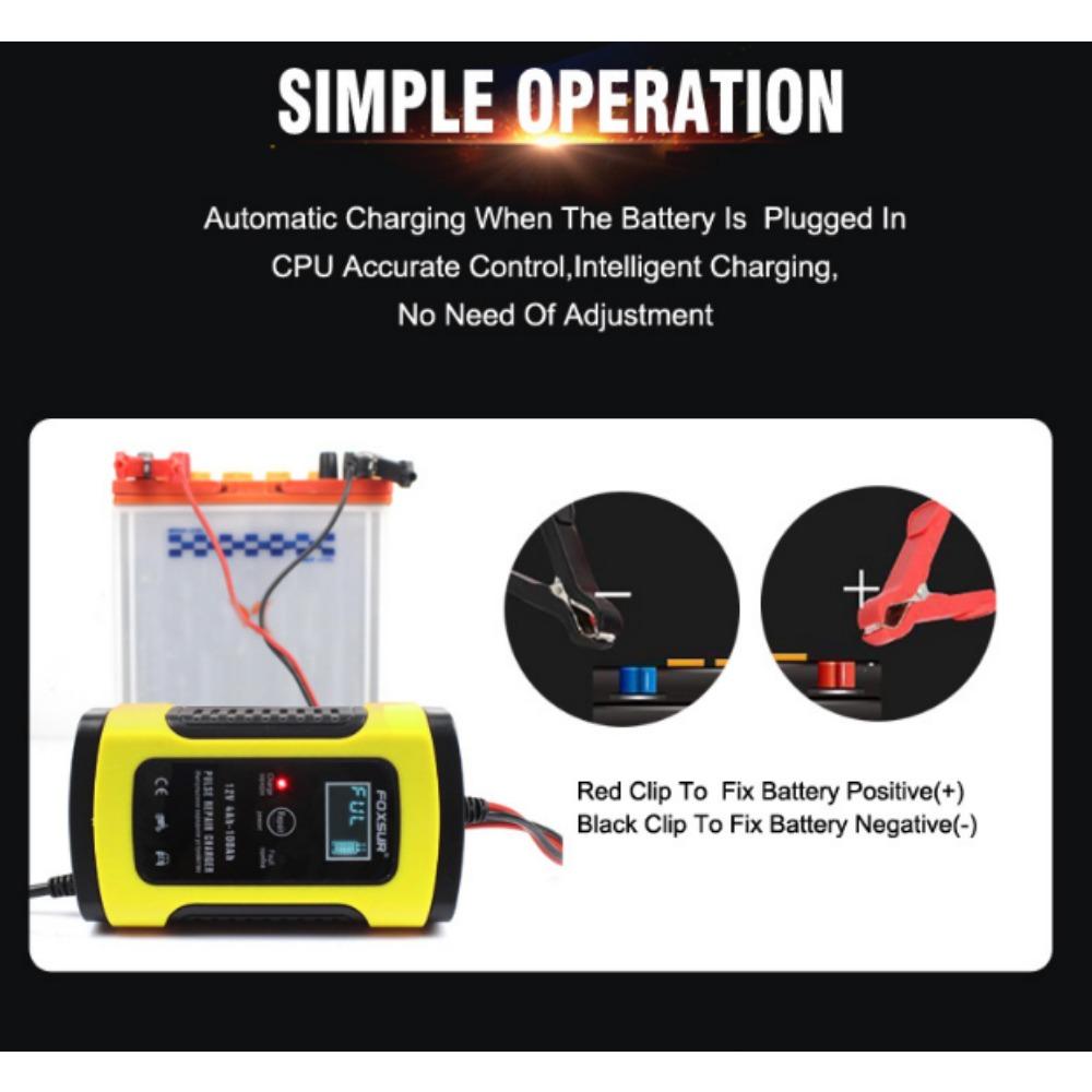 12 В 5 А импульсное зарядное устройство для ремонта аккумулятора мотоцикла автомобиля с ЖК-дисплеем, полностью интеллектуальное универсальное ремонтируемое свинцово-кислотное зарядное устройство