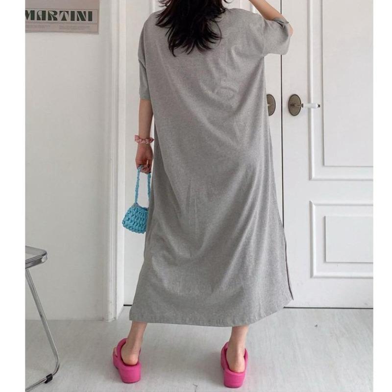 Женское летнее новое свободное платье-футболка с короткими рукавами, тонкая ночные рубашки большого размера с эффектом затенения живота