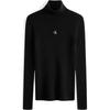 Autumn Winter Color Block Embroidered Letter High Neck Long Sleeve Knit Sweater Women Sweater Space-Black J222849BEH