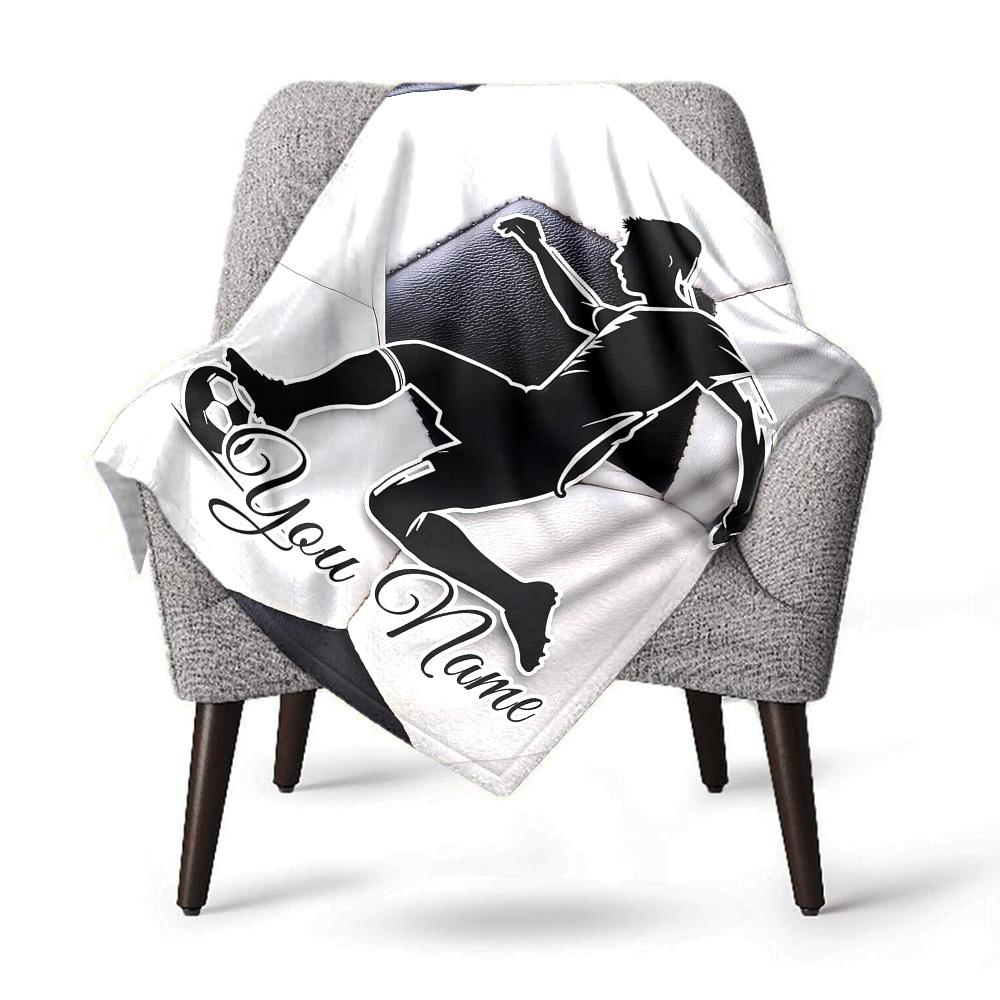 Soccer Player Silhouette Home Customize Your Name Blankets Soft Lightweight Allseason Multipurpose Blanket For Picnics Couches Offices Beds Living