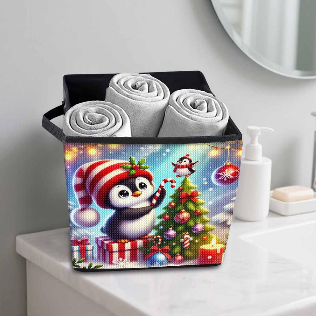 Cute Little Penguin 5D Diamond Painting Storage Basket Full Round Drill Mosaic Diamond Embroidery Cross Stitch Kits Home Decor Home Decor