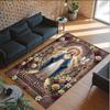 Virgin Mary Theme Crystal Velvet Rug Personalized Custom Name Text Soft Floor Mat Home Decor
