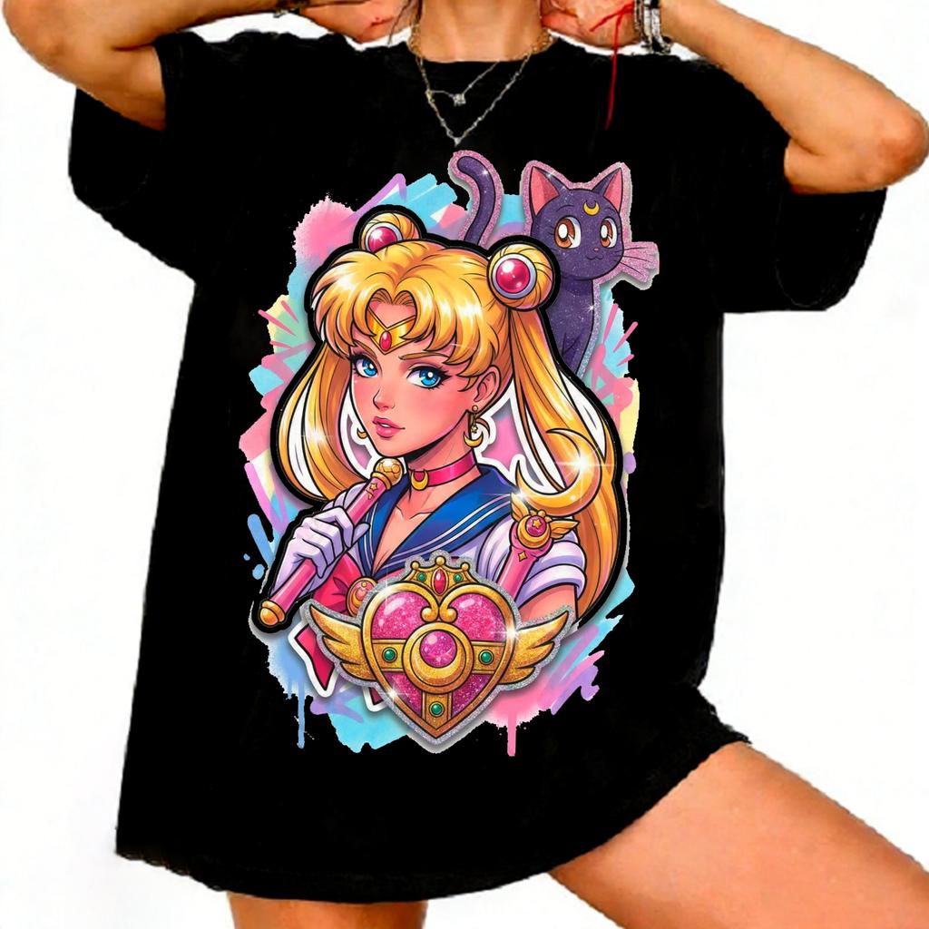 Sailor Moon Anime Retro 90s Printed Tshirt Unisexs and Womens Tshirt Unisexs Top Sports Tshirt 2026 Summer New Tee