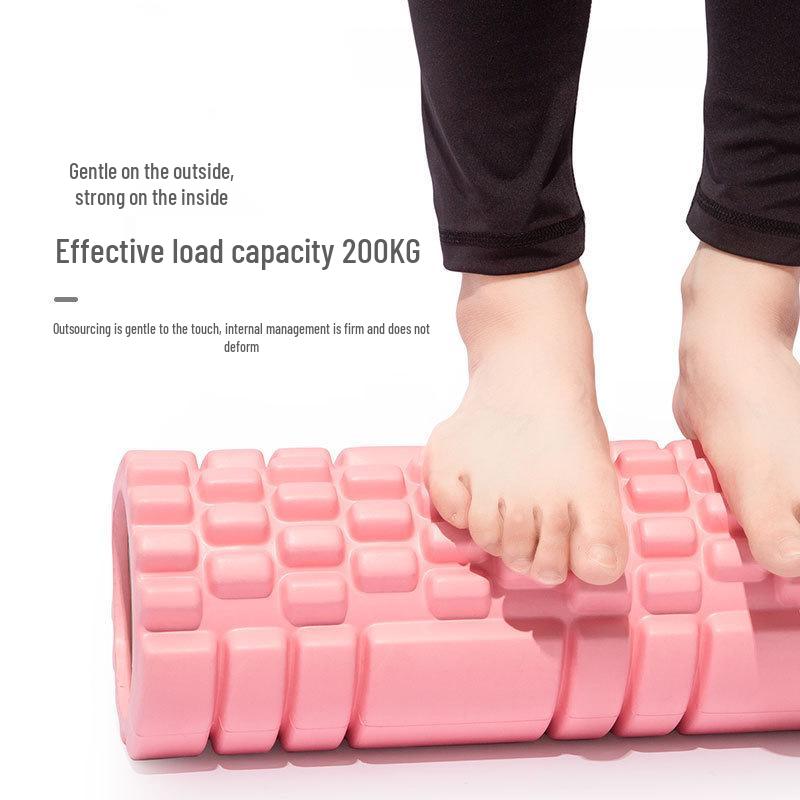 Pink EVA Foam Yoga Massage Roller with Textured Design