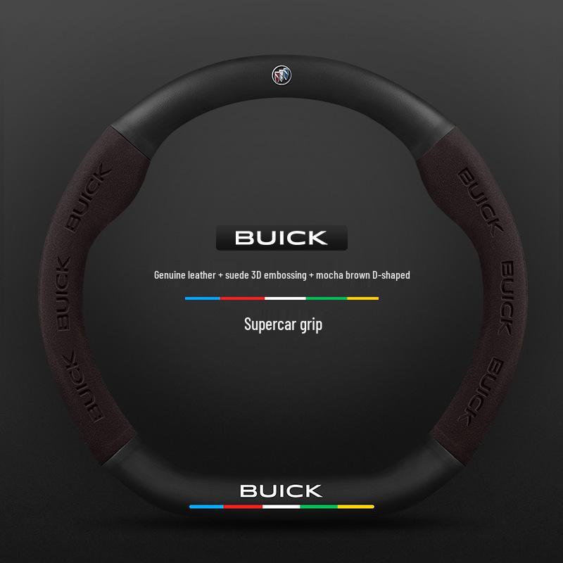 Genuine Leather Steering Wheel Cover for Buick: Encore, Verano, Excelle, Regal, LaCrosse, GL8