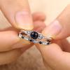 2 Pcs Charm Fashion Green Blue Rhinestone Engagement Bride Ring Set for Women Wedding Party Jewelry