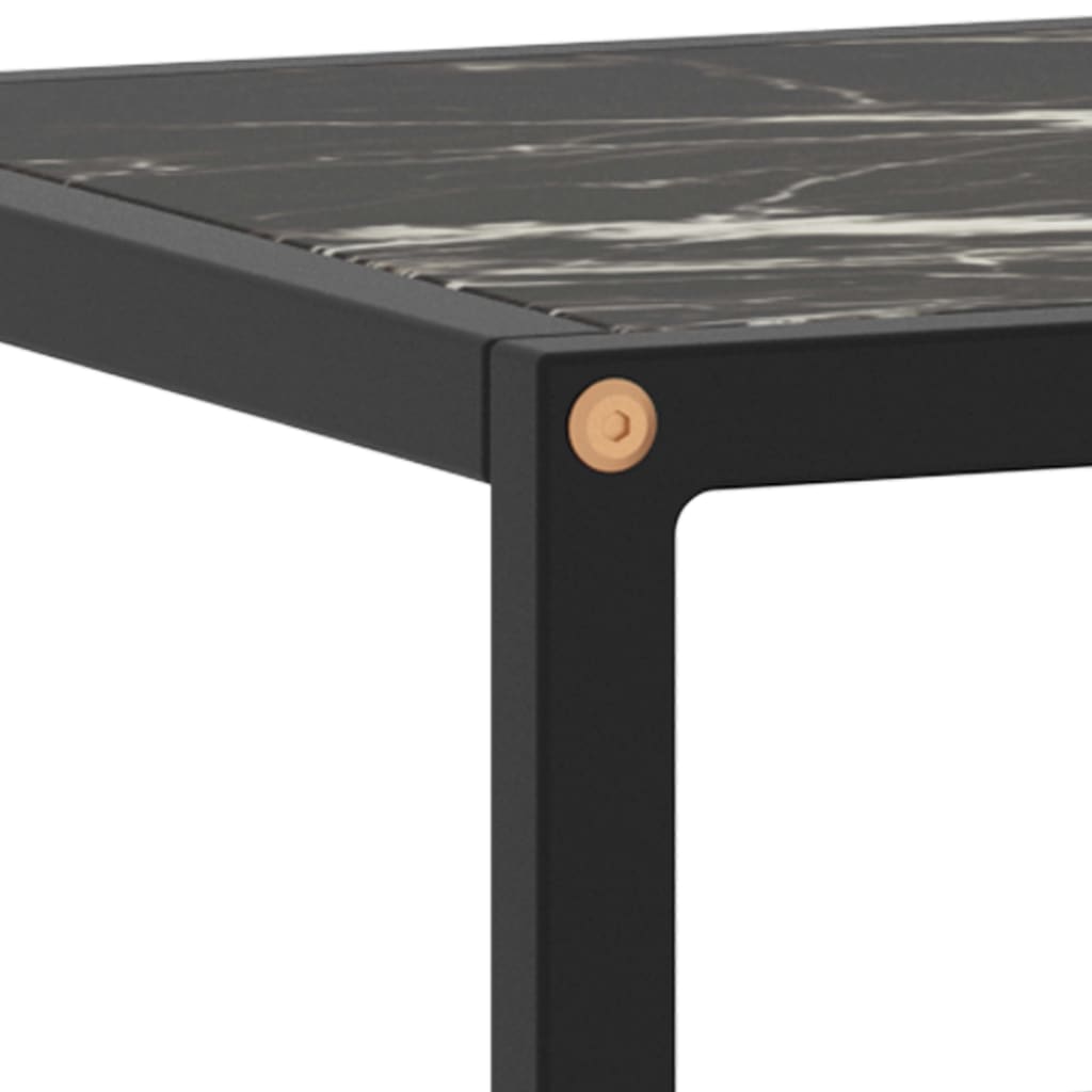 Black TV Stand with Black Marble Effect Glass 100 x 40 x 40 cm