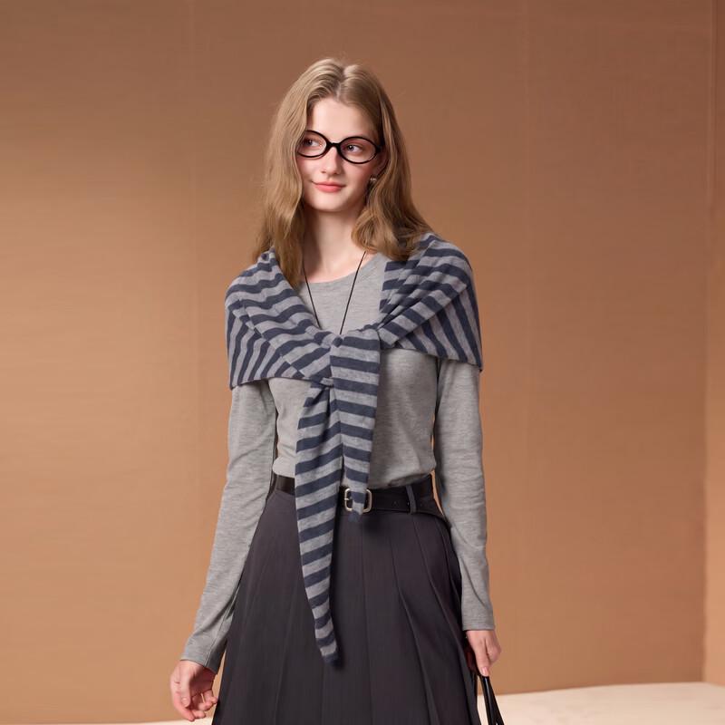 Women's Wool Blend Retro Striped Knitted Shawl