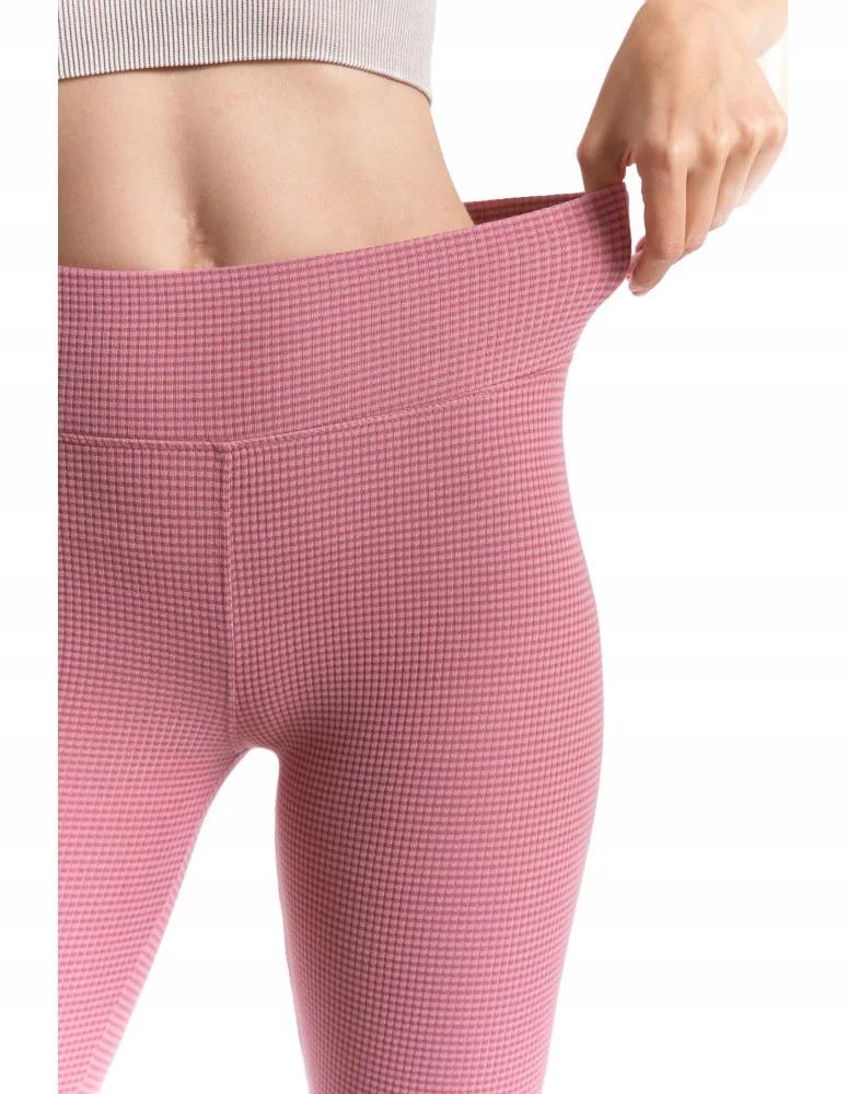 Women's High Waist Ribbed Leggings Fashionable Sporty MORAJ L/XL PINK