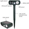 Solar Powered Animal Repellent Motion Sensor Outdoor Waterproof With Ultrasonic Waves And Led Lights Automatic Frequency Conversion Laundry Cleaner To