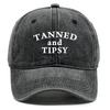 Unisex Adjustable Sun Hat "Tanned and Tipsy" Print Trucker Cap Distressed Retro Outdoor Snapback Baseball Caps One Size Fits All