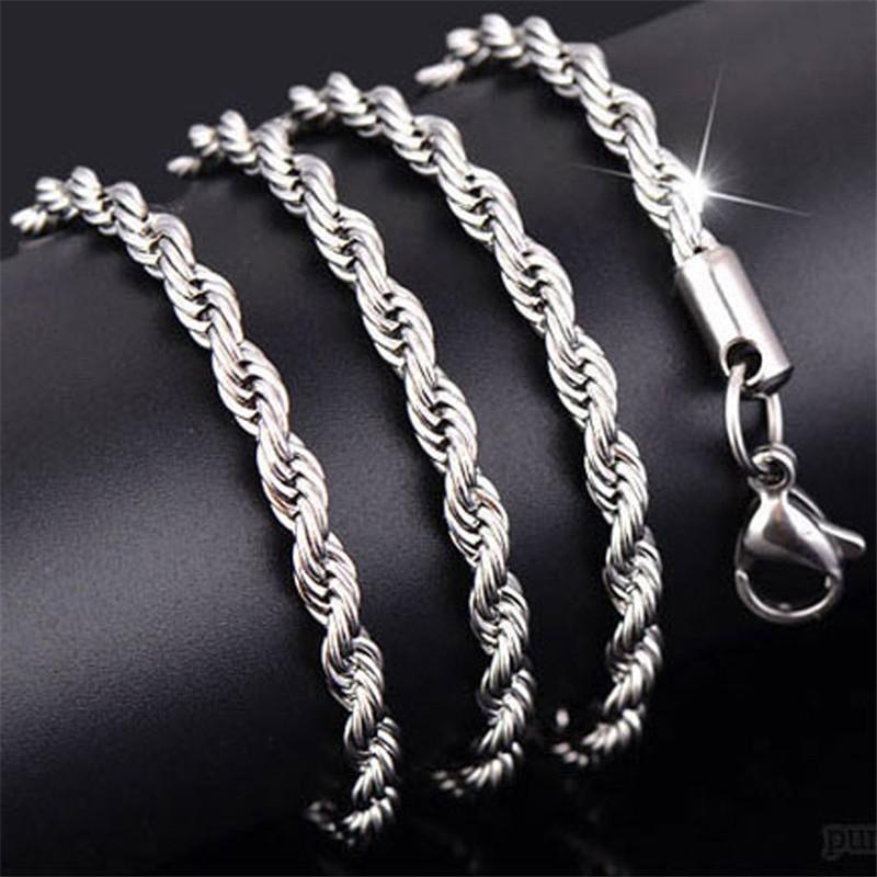 925 Sterling Silver 16/18/20/22/24 Inch 4mm Twisted Rope Chain Necklace For Women Man Fashion Wedding Charm JewelryGood product