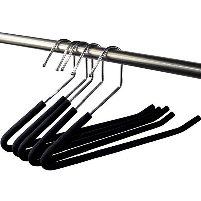 Promotion! Open End Trouser Hangers Slack Pant Hanger with Non-Slip Foam Coated Black 5-Pack