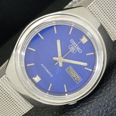 ЯПОНИЯ 7009A ВИНТАЖНЫЕ ЧАСЫ SEIKO 5 АВТОМАТИЧЕСКИЕ МУЖСКИЕ С СИНИМ ЦВЕТОМ ЦИФЕРБЛАТА a701374-5