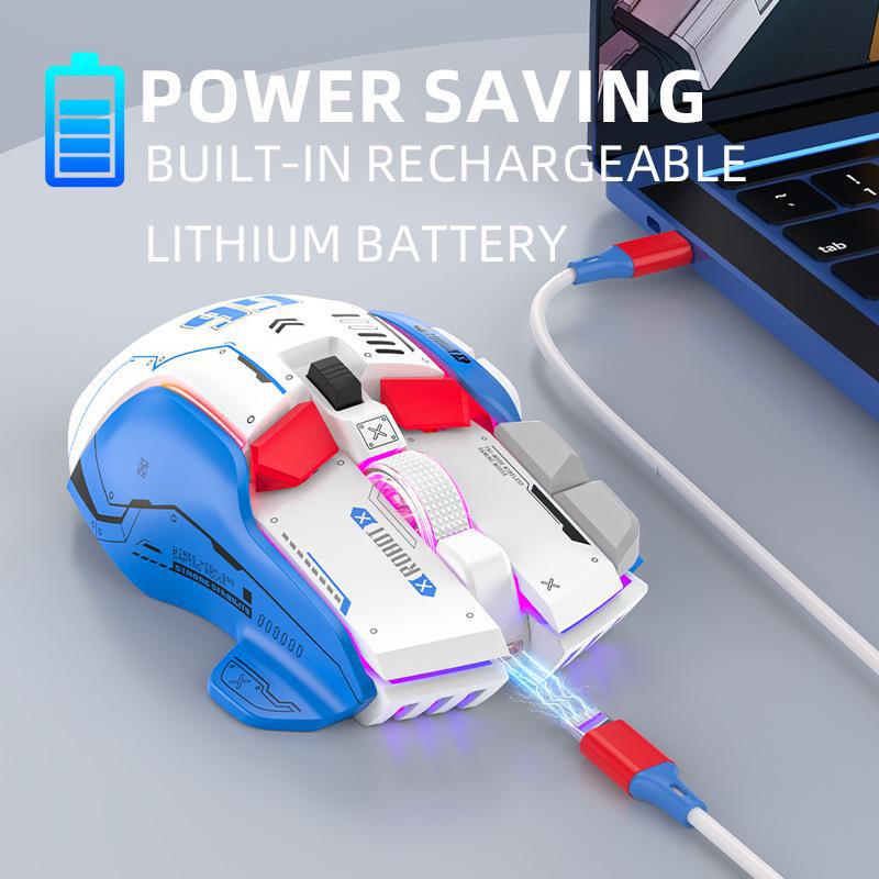 Беспроводная игровая мышь: 10 кнопок, трехрежимный режим, 13 режимов RGB, 6 уровней DPI (До 4000 точек на дюйм)