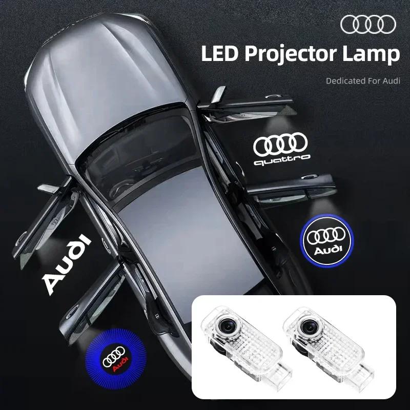 For Audi C6 2Pcs/Set Led Car Door logo Badge Emblems Welcome Light For Audi A4 A3 A5 A6 A7 A8 Q3 Q5 Q7 Q8 B5 B6 B7 B8 B9 Q7 8P 8V 8L