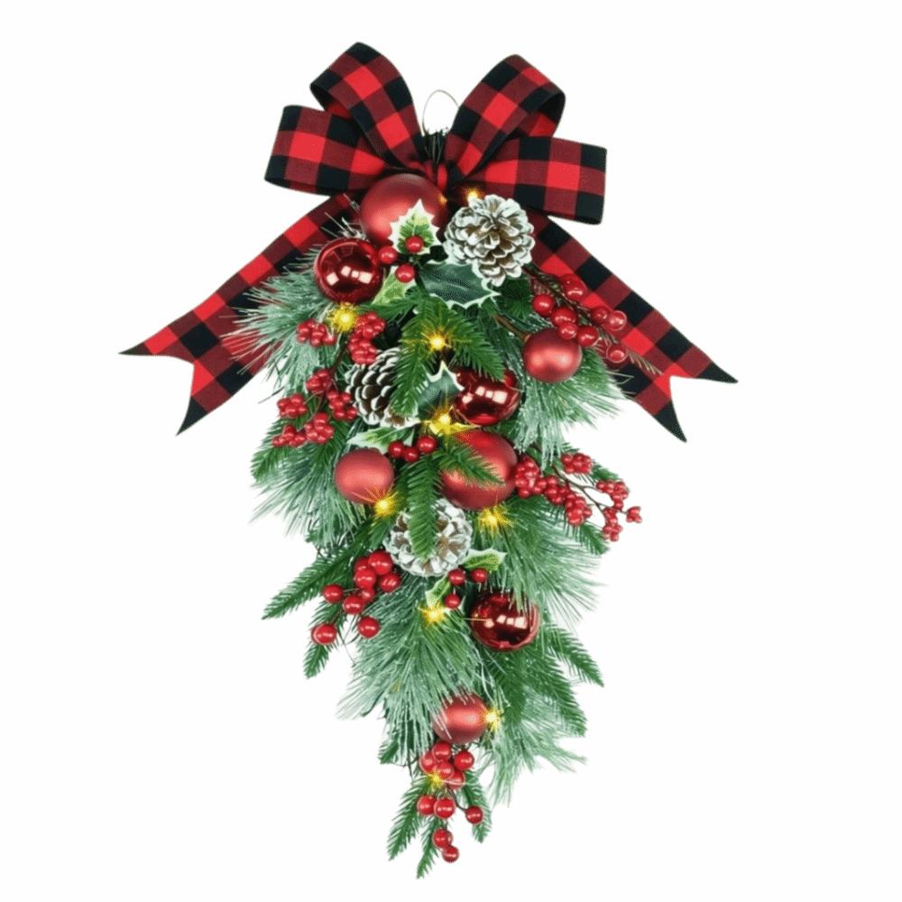 Pine Needles Christmas Tree Door Swag Christmas Tree Upside-down Branches Door Hanging