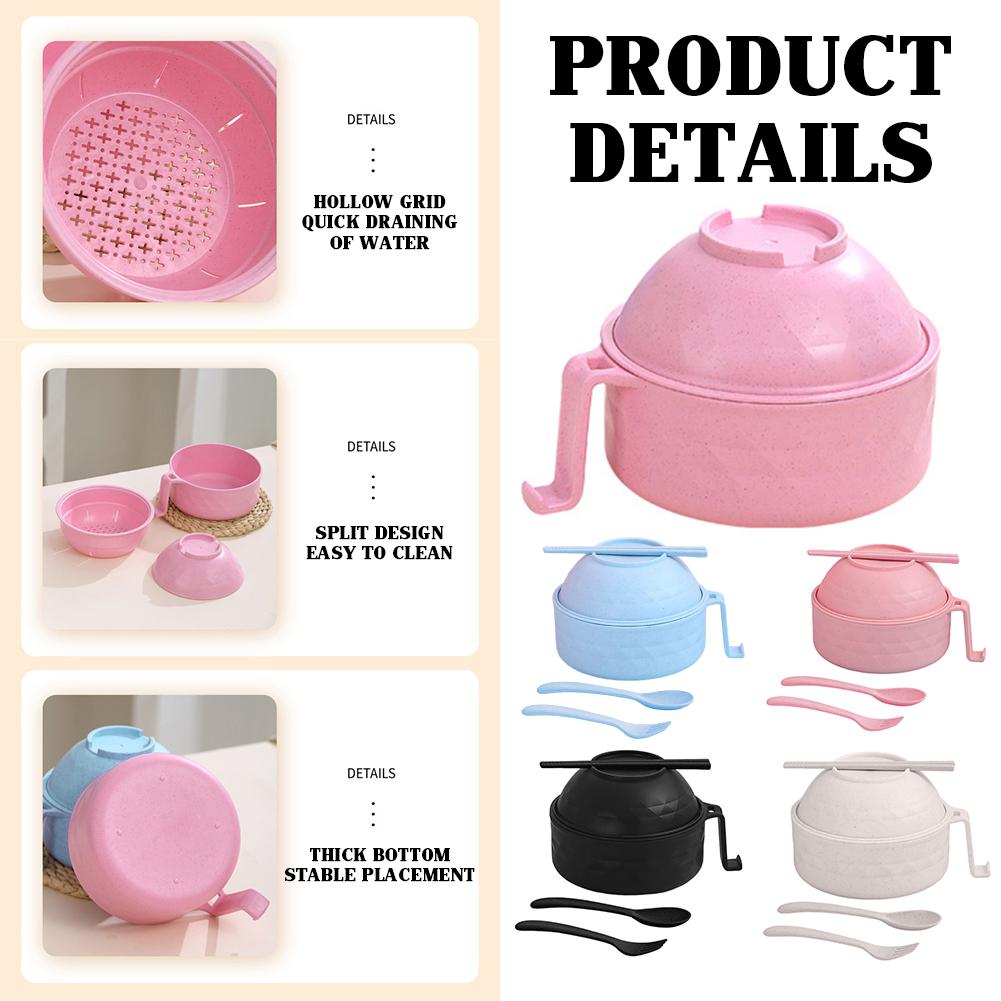 Пищевой ланч-бокс, миска для лапши с крышкой для общежития, легкая переносная миска для приготовления рамена с ручкой для домашней кухни