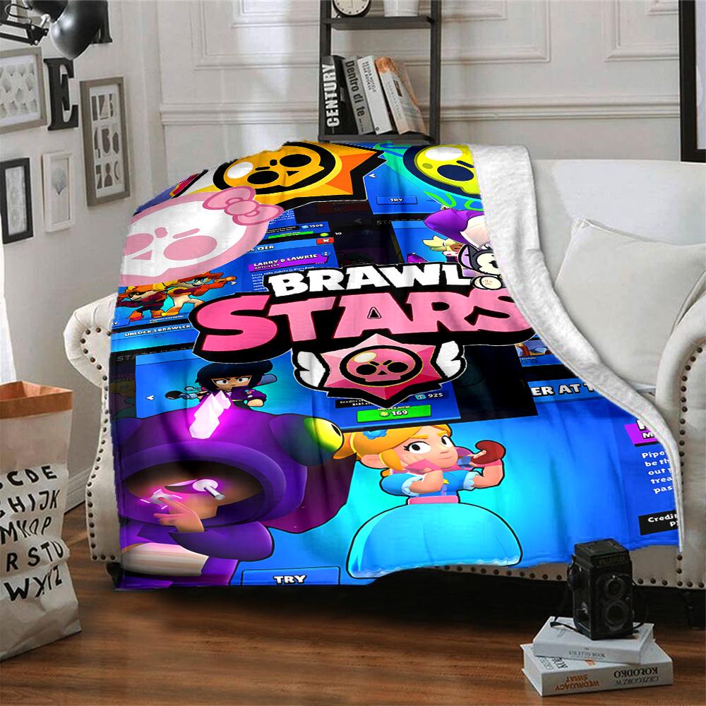 Плед Brawl Stars Удобный Подходит для Дивана Постельного Белья Офисного Кресла Всесезонное Использование Игривый Дизайн Подарок для Путешествий Дома Дней Рождения