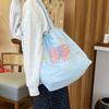 Animal Pattern Embroidery Shoulder Bag Kawaii Cartoon Canvas Bag Drawstring Tote Bag  Women