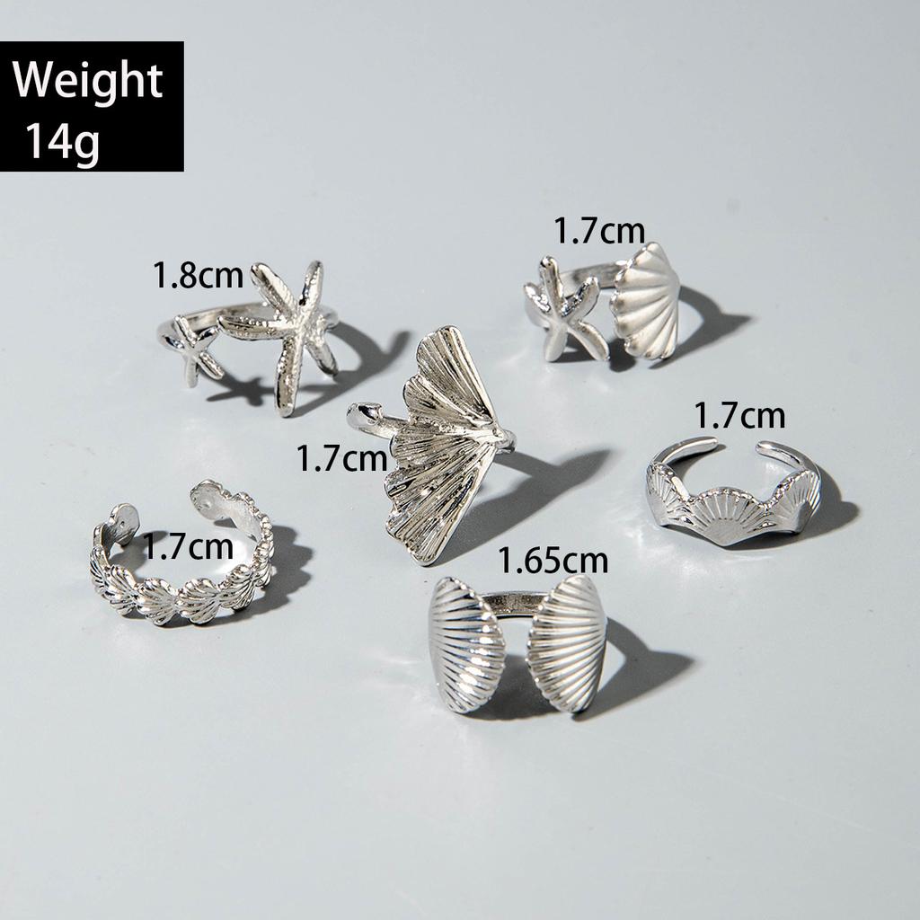 European and American Bohemian Personality Starfish Ring Set Geometric Hollow Sunflower Ring Ring Woman