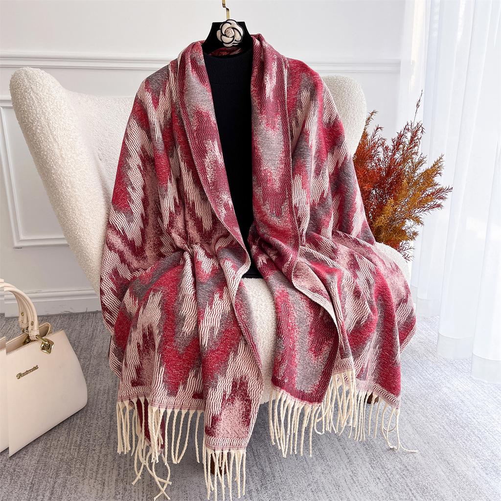 [T842] 65*180cm Ethnic Style Women Jacquard Scarf Thick Imitation Cashmere Tassel Shawl Winter Warm Neck Wrap Pashmina Blanket