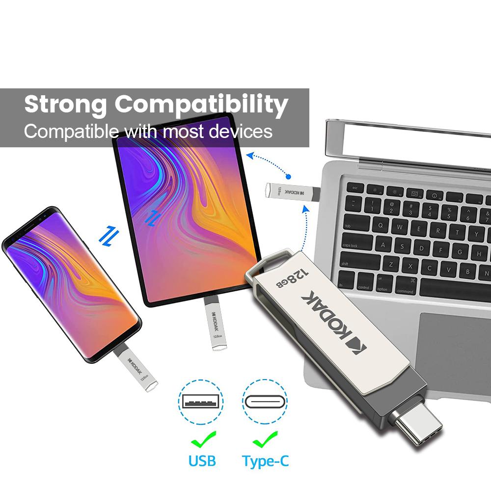 Kodak K273 USB флэш-накопитель металлический USB 3,2 Pendrive Type c OTG 32 ГБ/64 ГБ/128 ГБ/256 ГБ для ключей cle USB для смартфона