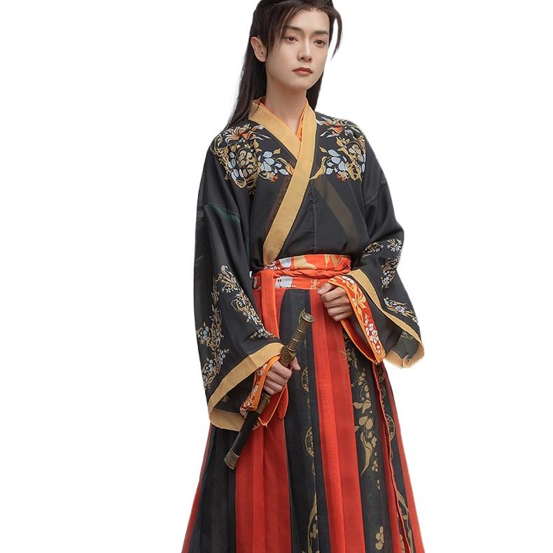 Китайский комплект в стиле династий Вэй и Цзинь, костюмы для пар Ханфу с принтом