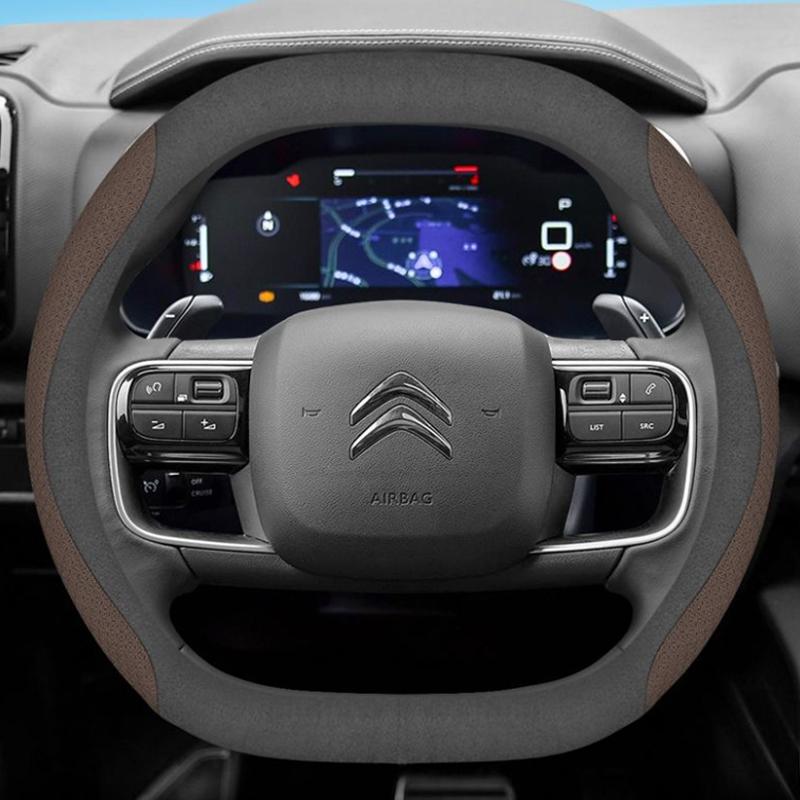 Leather Car Steering Wheel Cover for Citroen C4X C5X C5 Aircross e-Berlingo C4 2021 2022 2023 2024 Auto Interior Accessories