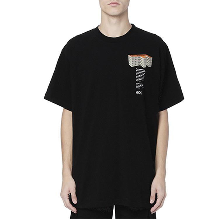 Off-White Футболка с коротким рукавом и логотипом Rationalism, мужские топы, черный OMAA038R201850071088