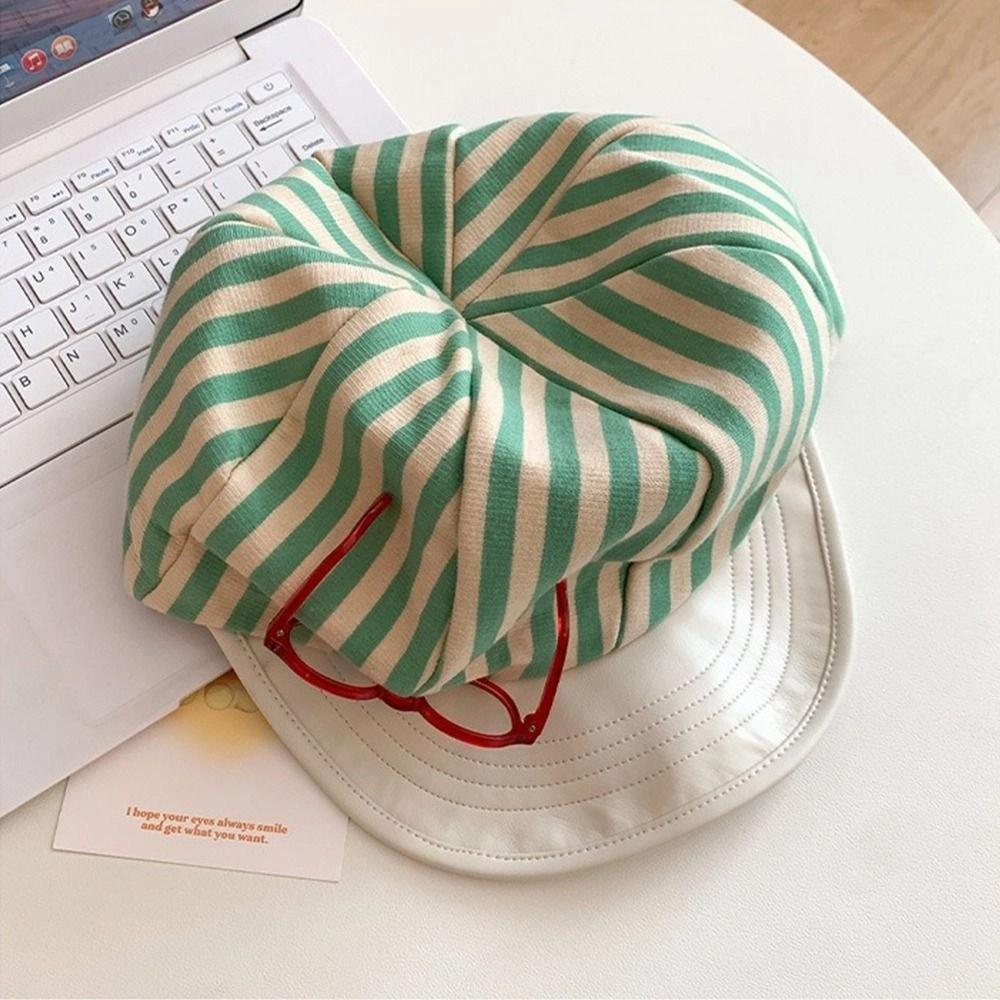Y2k Painter Berets Korean Beanie Cap Japanese Striped Berets Spring Summer