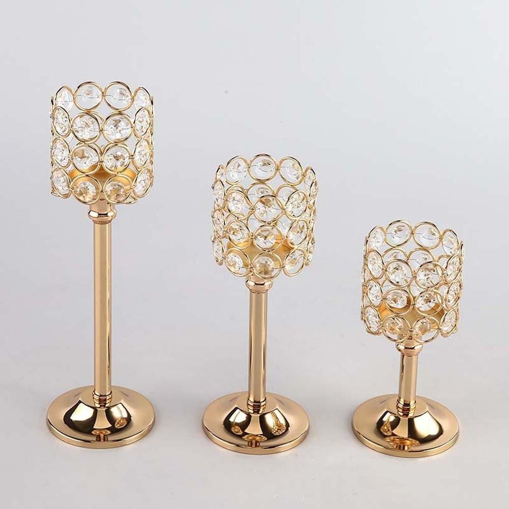 Metal Crystal Candle Holder Hollow Craft Candelabra Wedding Venue Floral Arrangements