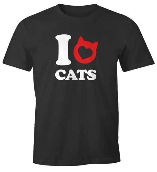 Men's T-Shirt saying I love cats cat heart graphic motif fun shirt saying