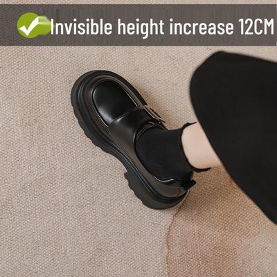 Женские черные лоферы-оксфорды на липучках, увеличивающие рост, на толстой подошве, осень 2025.