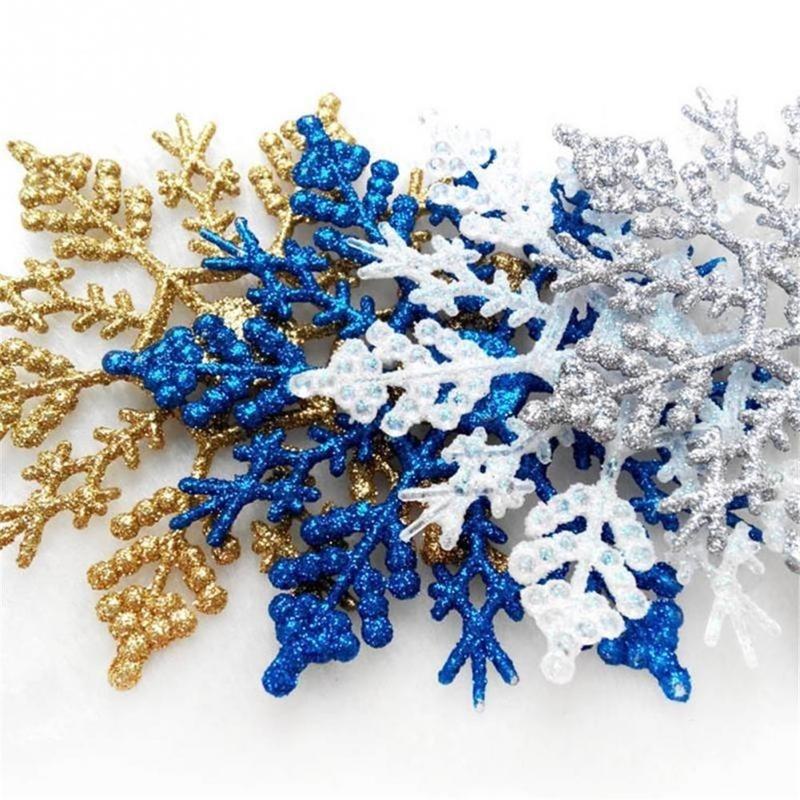 Merry Christmas Glitter Snowflakes Christmas Xmas Tree Ornaments Party Home Decoration
