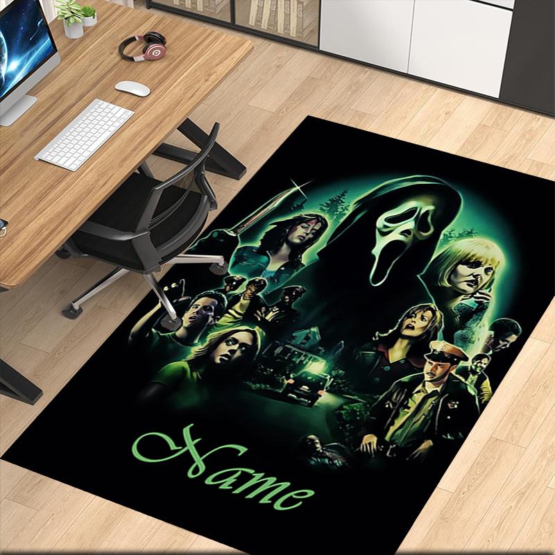Custom Name Halloween horror Printed Carpet, for Office Chair Living Room Bedroom Kitchen Room Decor Gifts.