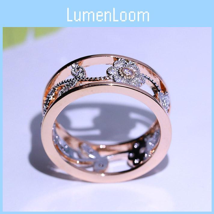 Elegant Women Classics Fashion Flower Plating Zircon Wedding Ring For Timeless Beauty