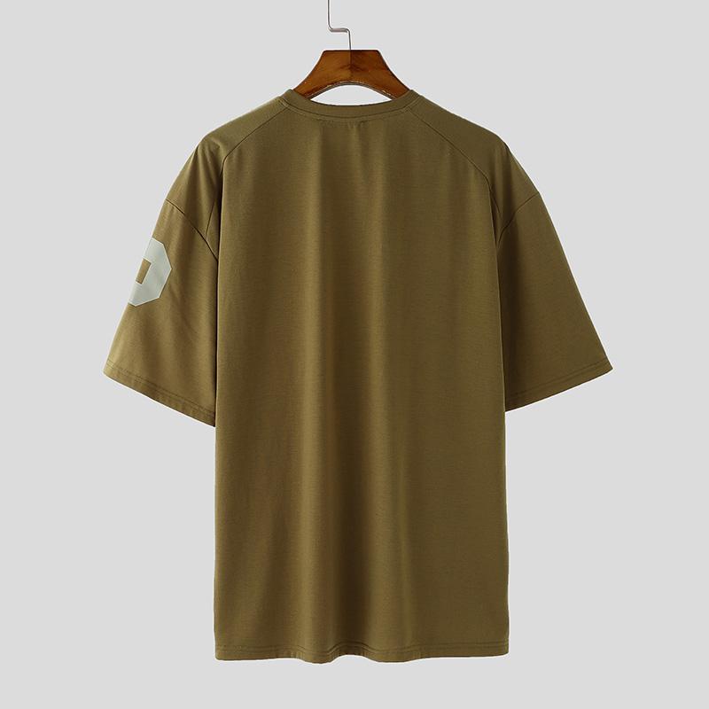 INCERUN Oversized Men O Neck Print Half Sleeve Summer T-Shirts Tops