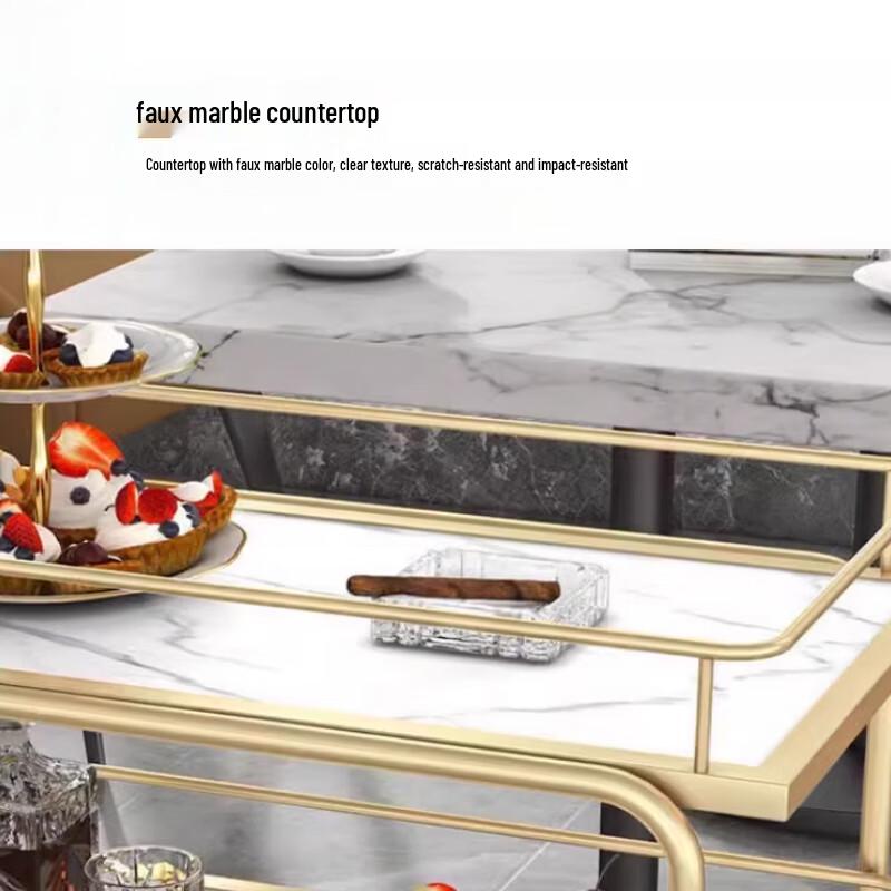 Современная золотая 2-ярусная сервировочная и складская тележка