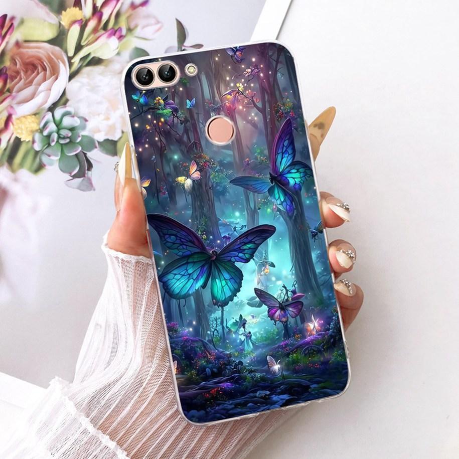 5.65" Case For Huawei P Smart 2018 Cover FIG-LX1 FIG-LX2 FIG-LX3 Funda New Stylish Flower Soft Slim Silicone Bumper PSmart Shell