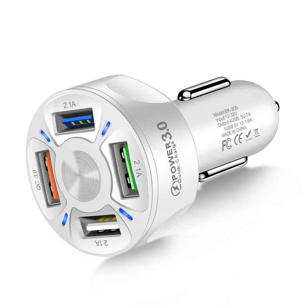 Автомобильное зарядное устройство USB на 4 порта 7A 48W Быстрая зарядка Универсальное 18W Быстрая зарядка в автомобиле Зарядное устройство для мобильного телефона Автомобильное зарядное устройство Адаптер