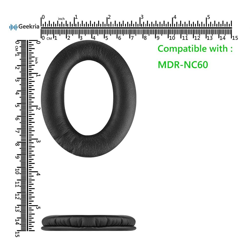 Geekria Ear Pads QuickFit Compatible Pads Compatible with SONY Headphones Pads Cups MDR-NC60 Ear/Ear (Protein Leather/Black)