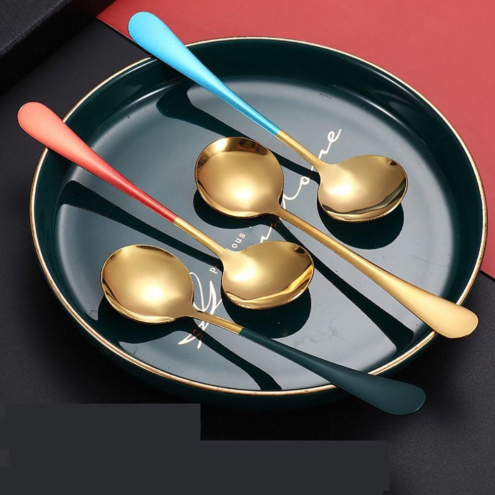 1 шт. Посудомоечная машина Суповые ложки Нержавеющая сталь Кухонный инструмент Круглая ложка для перемешивания для десерта Кофе