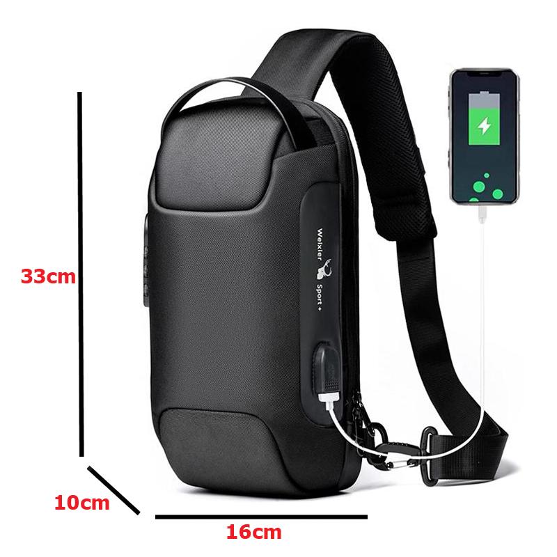 Мужская водонепроницаемая оксфордская сумка через плечо, противоугонная сумка на ремне, многофункциональные нагрудные сумки, дорожная сумка через плечо с USB-портом для зарядки