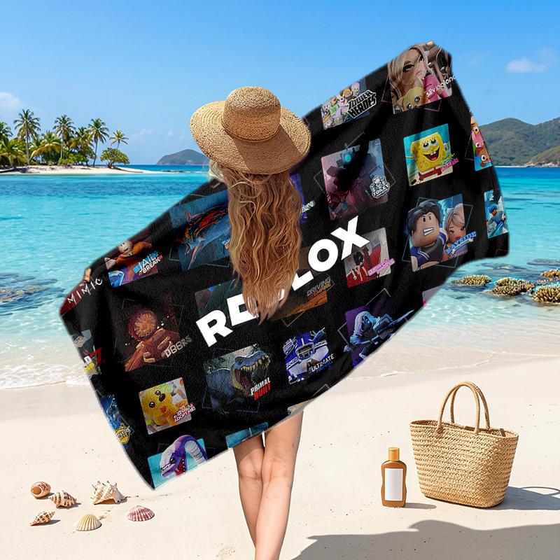 Roblox Printed Swim Towel, Portable Water Absorbent Towel for Beach Camping Daily Bathroom Use