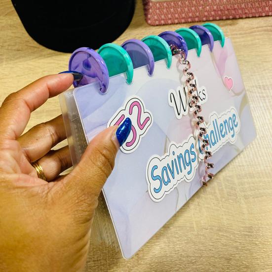 52 Week Saving Challenge Binder with Clear Cash Envelope Reusable 8 Holes Binder Budget Book Planner Money Organizer Album