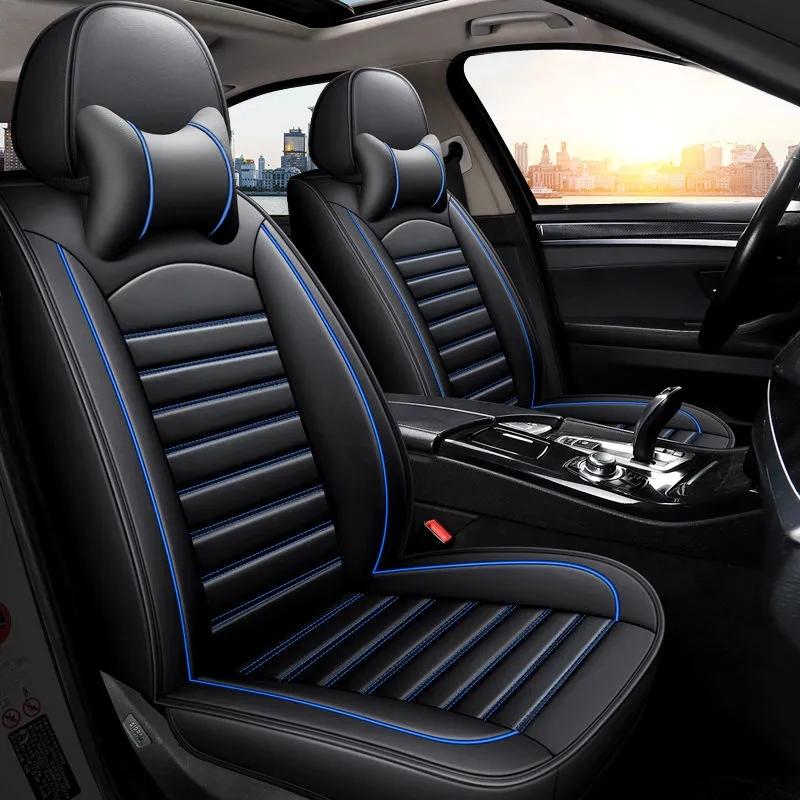 Кожаный чехол для автомобильного сиденья, комплект мягкой губки, внутренний слой, защитная подушка для автомобильного сиденья, текстурированный коврик, универсальный коврик для 5 мест автомобилей