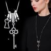 New Punk Key Shaped Choker Necklace Fashion Crystal Long Necklaces Pendants For Women Charm Sweater Chain Collar Jewelry Bijoux