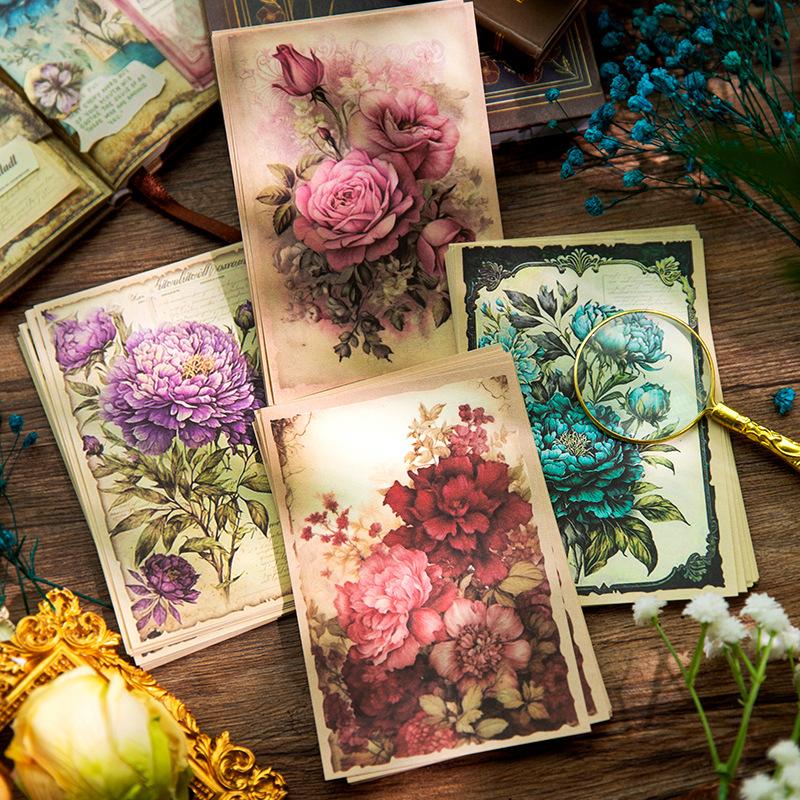 32 pcs Vintage beautiful Flowers pattern Decorative paper hand made DIY Diary Album Scrapbooking Junk Journal craft paper