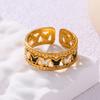 Punk Stainless Steel Drop Oil Butterfly Open Ring for Women Men Simple Metal Inlay Rhinestone Widened Finger Ring Gothic Jewelry